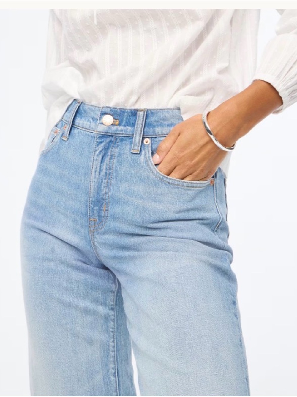 JCREW Wide Leg Crop Denim High Rise Light Blue Jeans 26 BNWT Cotton Jeans - Picture 2 of 3